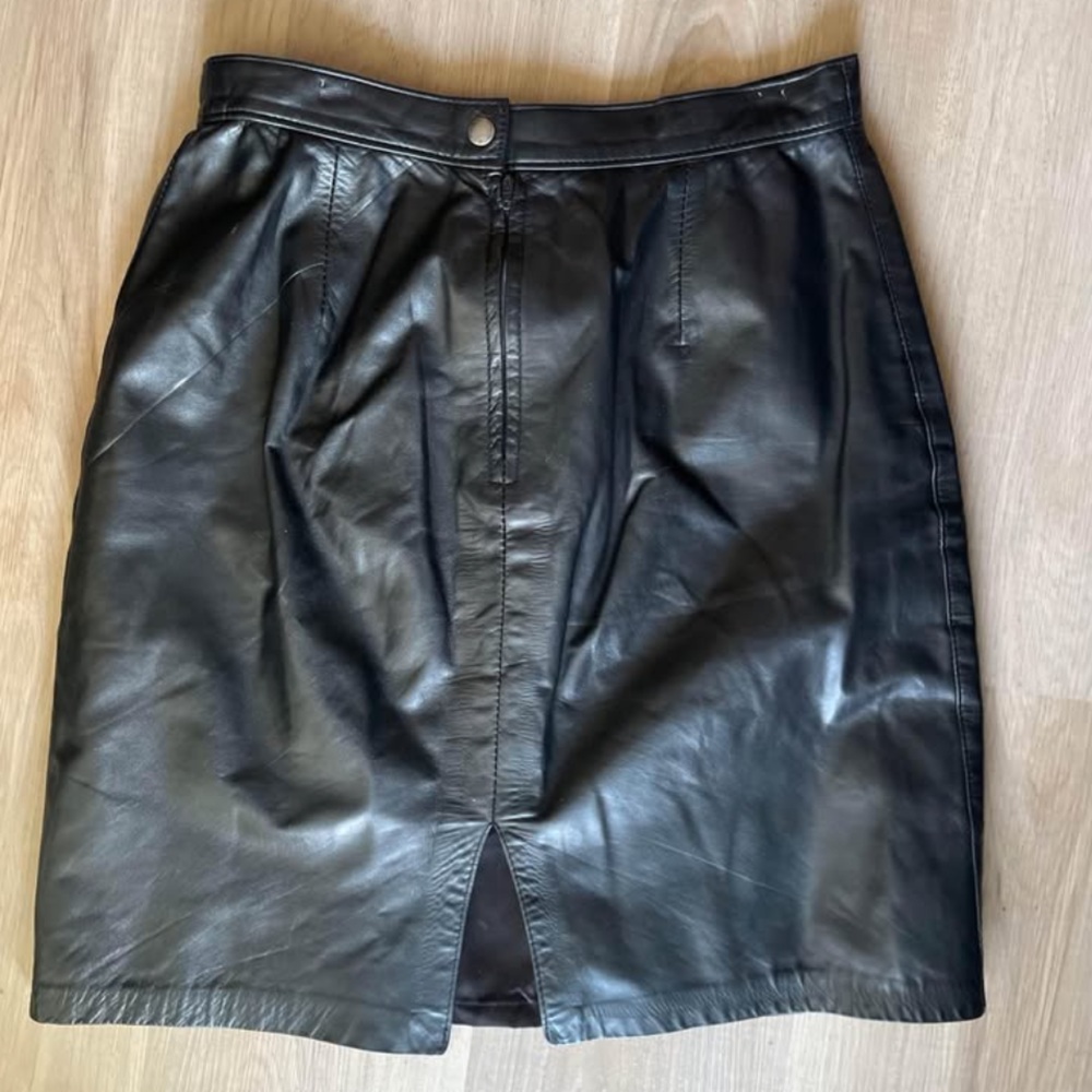 Black Leather Genuine Mini Skirt by Daniel Marcus
